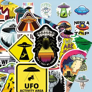 50pcs UFO Alien Stickers, Creative Sci-Fi Aesthetic Decorative Stickers for DIY Journal, Planner, Phone Case, Scrapbook, Laptop – Space Themed