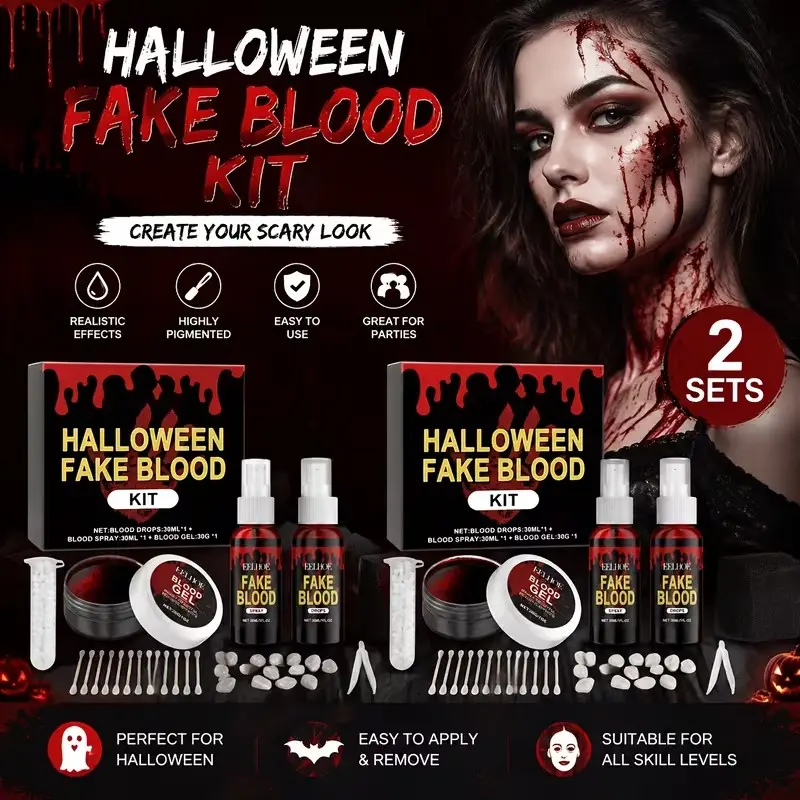 Halloween Special Effects Makeup Kit, Zombie Vampire Ghost Horror Wound Blood Makeup, Party Cosplay Photography Stage Performance