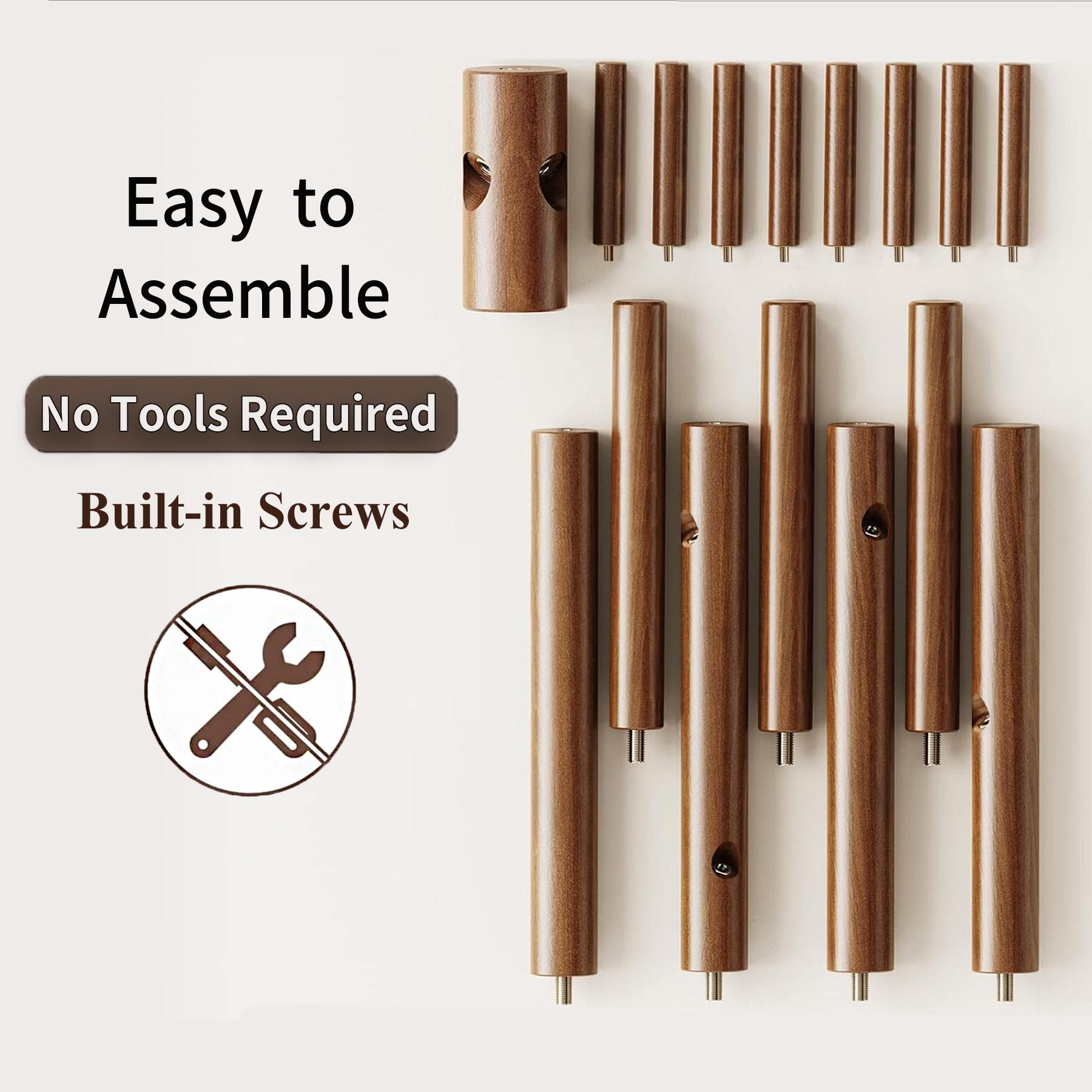 Coat Rack, Coat Racks Freestanding with 8 Hooks 3 Adjustable Heights for Clothes, Hats, Handbags, Coat Tree Easy Assembly for Entryway, Bedroom, Hallway, Office(Nature)