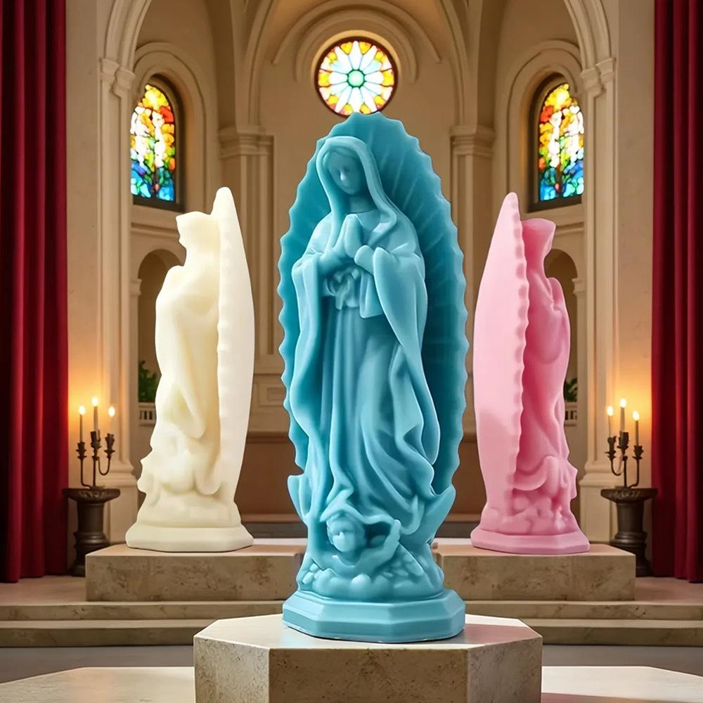 Madonna Goddess Statue Scented Candle Silicone Mold DIY Praying Woman Resin Plaster Diffuser Stone Ornament Mold