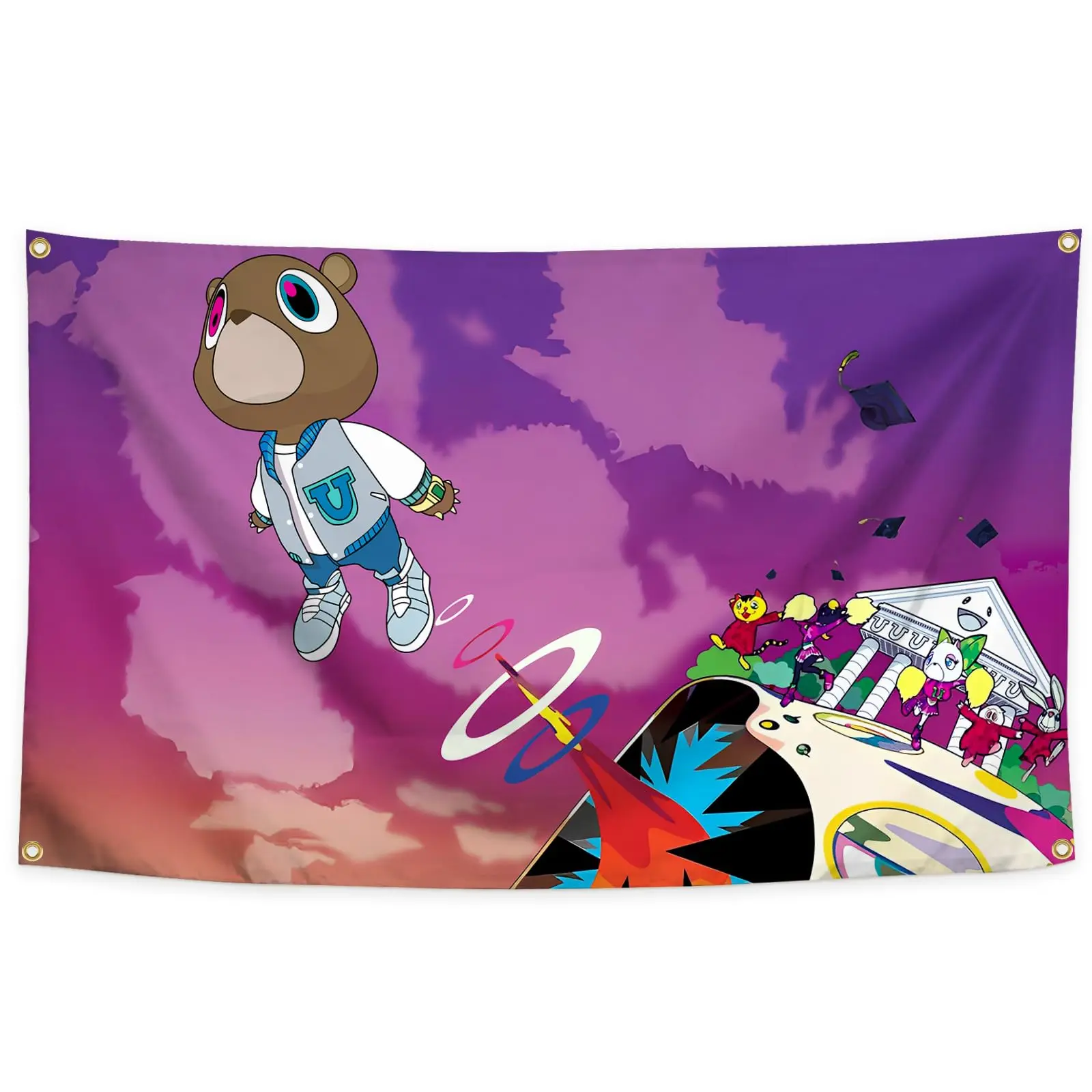 Graduation Tapestry Rapper Music Album Cover Flag 3x5 Feet for Room Man Cave Wall Decor College Dorm Room Decoration,Outdoor,Parties,Home,Bedroom,Indoor Decoration Tapestry