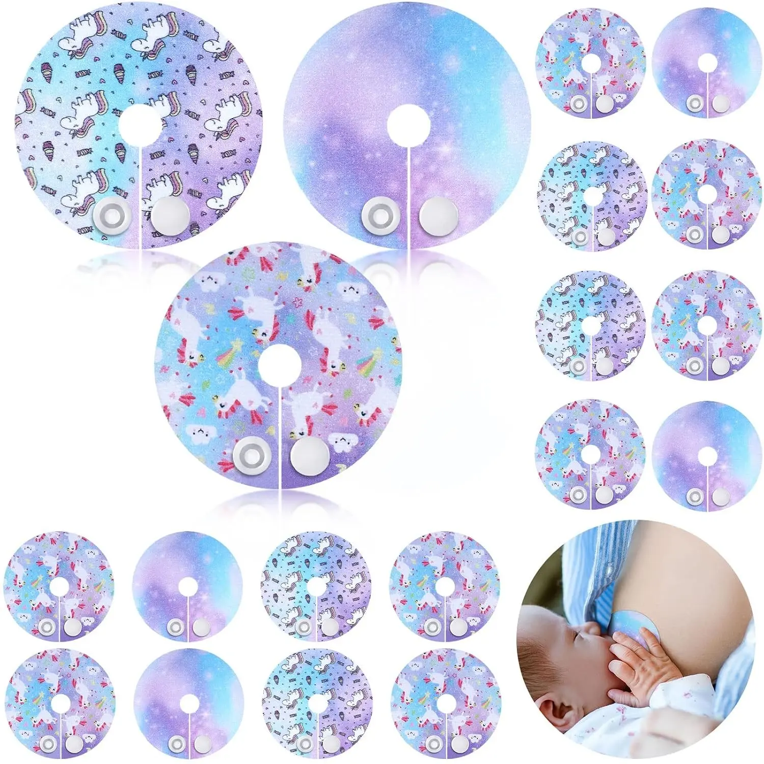 24 Pack G Tube Button Covers Cotton Pads for Feeding Support G Tube Accessories, Unicorn Feeding Button Pads Supplies Nursing Breast Supplies for Women(Gift)
