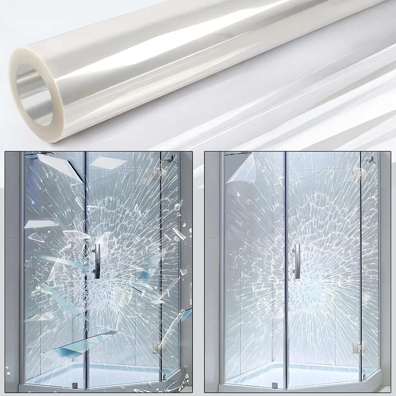 0.05mil  Window Film, 17.5in x6.5ft Shatterproof Film, Transparent Self-Adhesive  Window Film, 2mil Anti Shatter Tempered Glass Film, Glass Protective Window Film for /Office