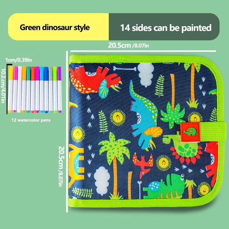 2026 Kids Erasable Drawing Set, Waterproof Magic Book with Watercolor Pens, Creative Dinosaur Bird Bear Writing Painting Kit, Boys Girls Gift