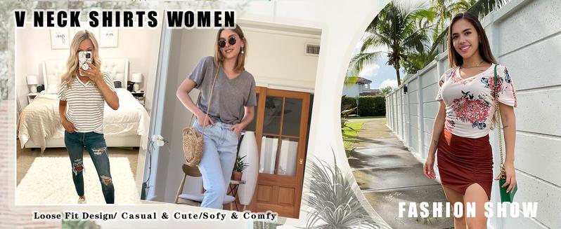 WIHOLL Womens Short Sleeve V Neck Dolman Tops with Side Shirring Loose Fit Shirts WIHOLL Womens Short Sleeve V Neck Dolman Tops with Side Shirring Loose Fit Shirts