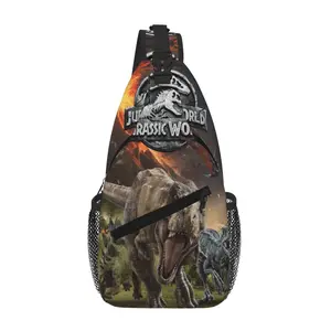 Jurassic World Fashion All-Over-Print Large Capacity Crossbody Sling for Travel, Sports & Office, Cartoon Casual Shoulder Chest Pack, Gift for Boys and Girls