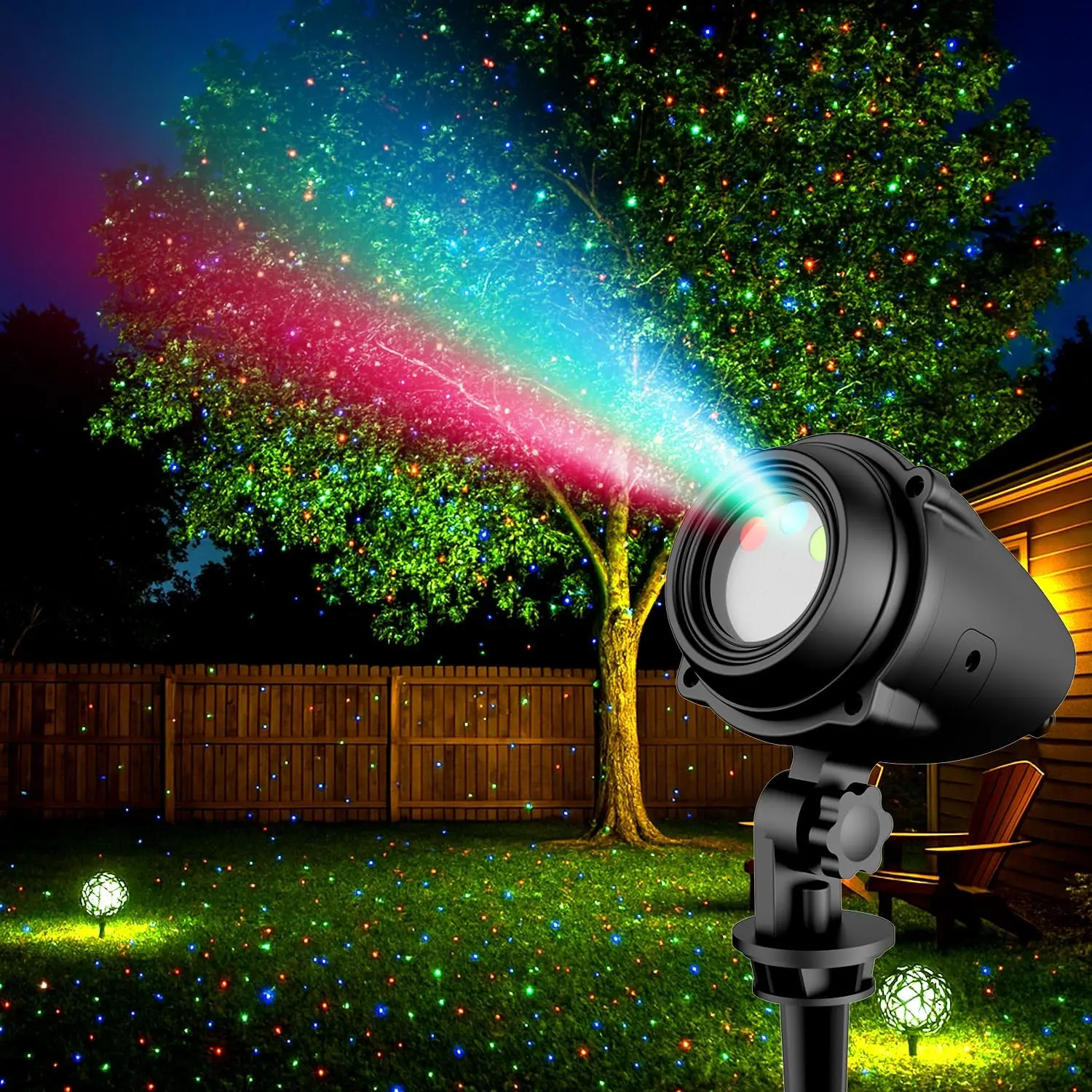 Laser Projector Light Outdoor, All-Metal Casing Landscape Light with Superior Cooling, IP65 Waterproof Laser Projector Light, Remote Timer for Yard Garden Patio Party Decor