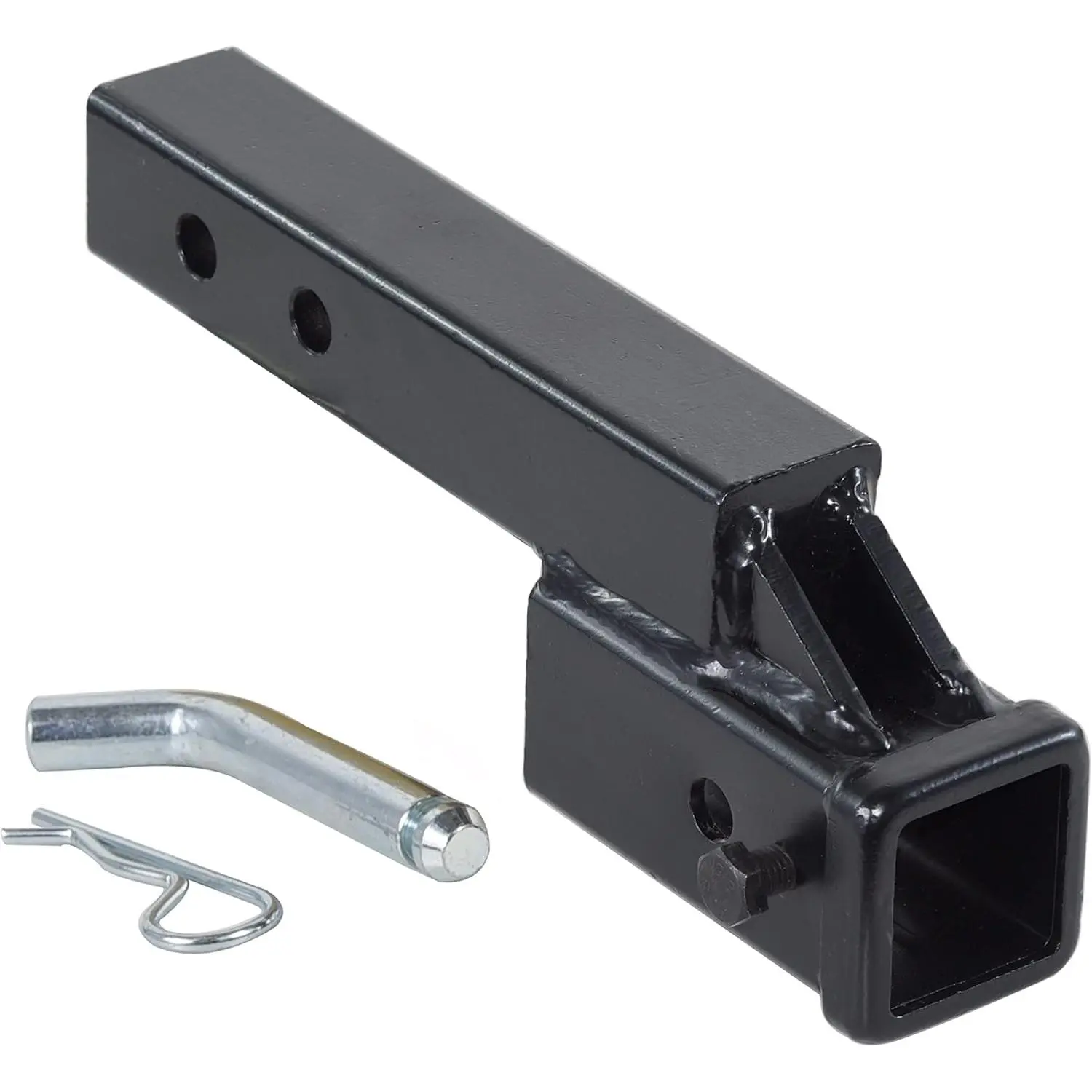 Trailer Hitch Riser With 2.25 Inch Rise/Drop for 2 Inch Receiver Extension, Solid Shank, Pin Kit Included