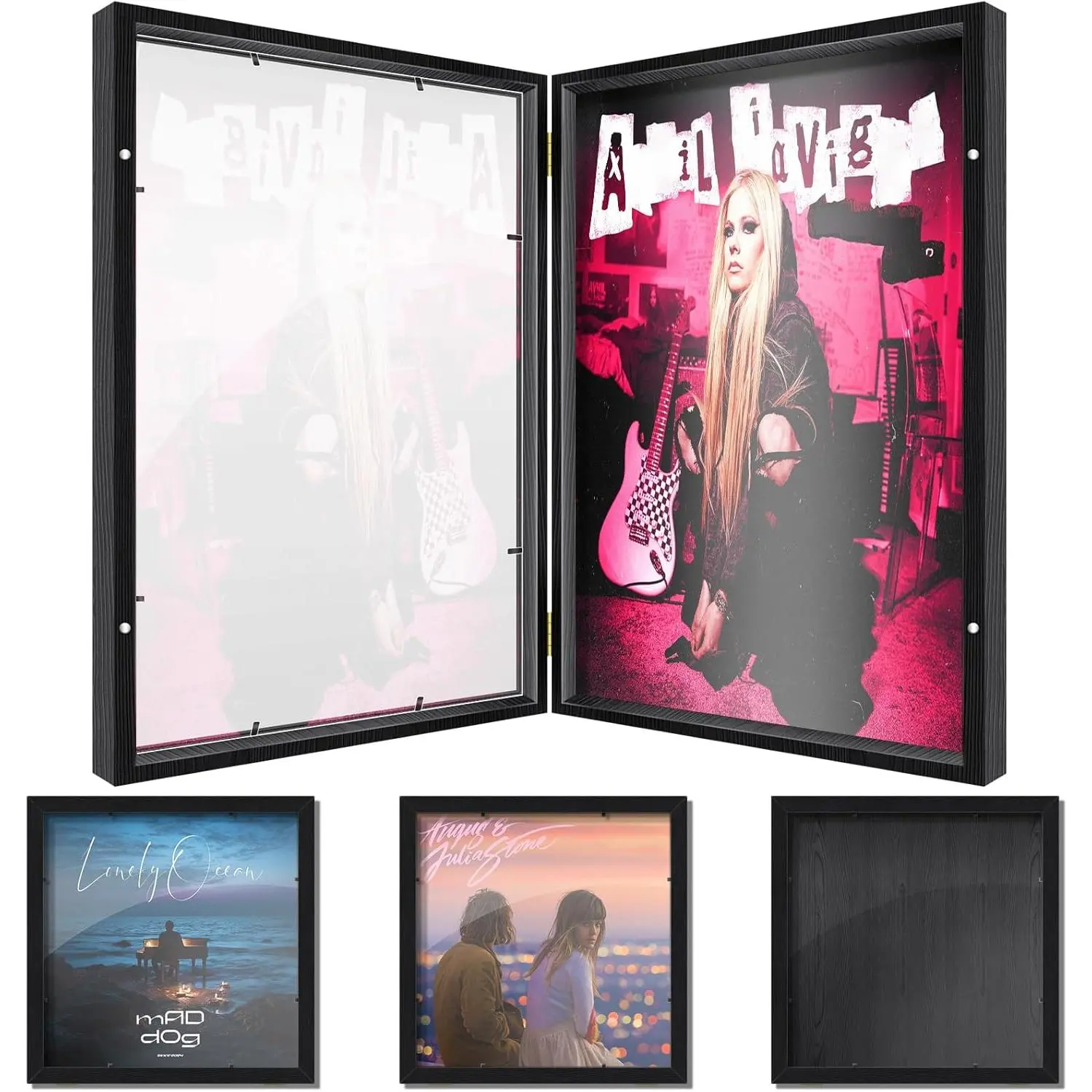 Pacify Vinyl Record Frame, 12x12 Inch Acrylic LP Album Frames for Vinyl Records with Clear Magnetic Front Opening, Wall Mount Record Album Frame for Music Room Decor (2, 12X12)