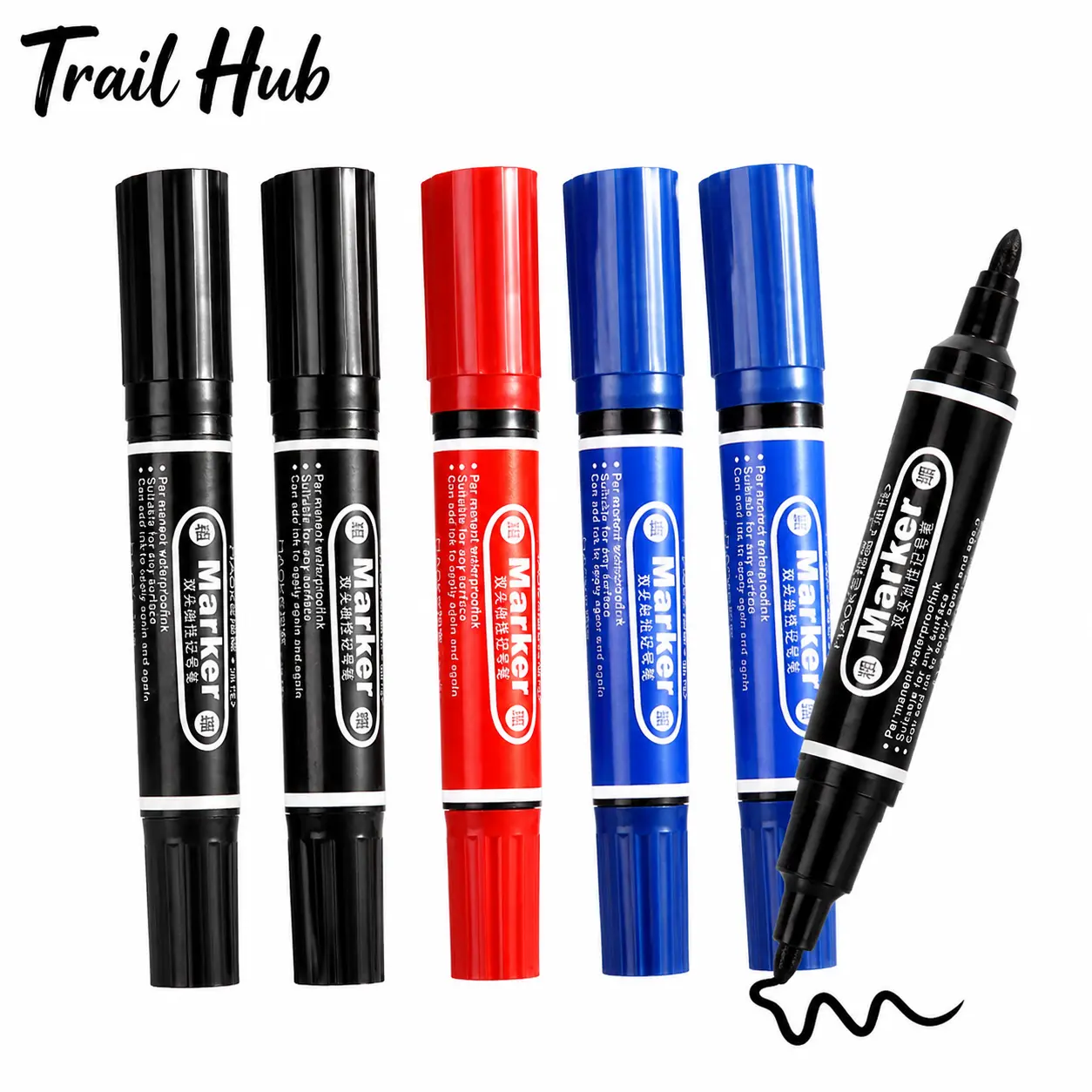 10-Pack Heavy-Duty Dual-Tip Permanent Markers with Oil-Based Ink, Extra-Thick Waterproof Tips, Ideal for Industrial Labeling, Warehouse Coding, Permanent Outdoor Rough Surface Use, Permanent Marker