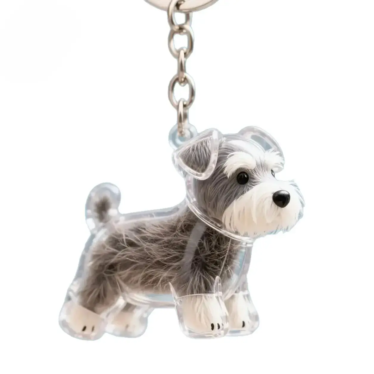 Cute Puppy Acrylic Hair Storage Keychain, Transparent Dog Shape Keepsake Pendant, Pet Hair Memorial Bag Charm Gift for Dog Lovers