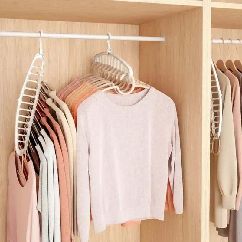 5 PCS Rotatable Folding Clothes Hanger, 1 Pack Space Saving Rotating Closet Organizer, Large Capacity Wardrobe Hanging Rack for Dorm, Bedroom Clothes Storage