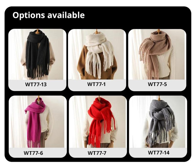 Winter Scarf for Women Containing Cashmere Warm Solid Pashmina Blanket Wraps Female Thick Soft Bufanda Big Tassel Shawl Long Poncho Echarpe