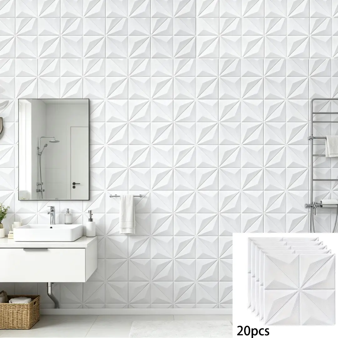 20pcs Self-Adhesive Wall Stickers DIY Decorative Wallpaper, Modern Minimalist Floral Design, Easy Install, Home Interior Walls, Cement Wall and Ceiling Renovation, Bathroom Peel and Stick Wallpaper