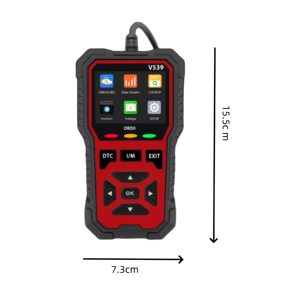 Professional OBD2 Diagnostic Scanner, USB Powered, Engine Fault Detector, Fault Code Reader, Battery Tester, I/M Readiness, Fault Code Remover, Support 10 Languages, Works with All OBD II Protocol Cars Since 1996, No Battery Required
