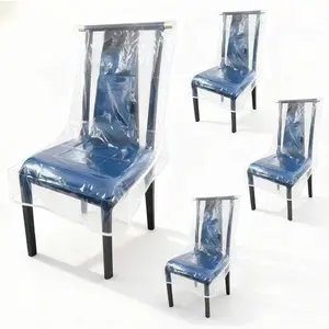 4 Pack Chair Covers, Clear Dining Room Chairs Cover, Transparent Waterproof and Kitty Scratch Resistant Chair Seat Covers, Protector from Pet Claws, Dust, Spill, Pet Hair and Easy