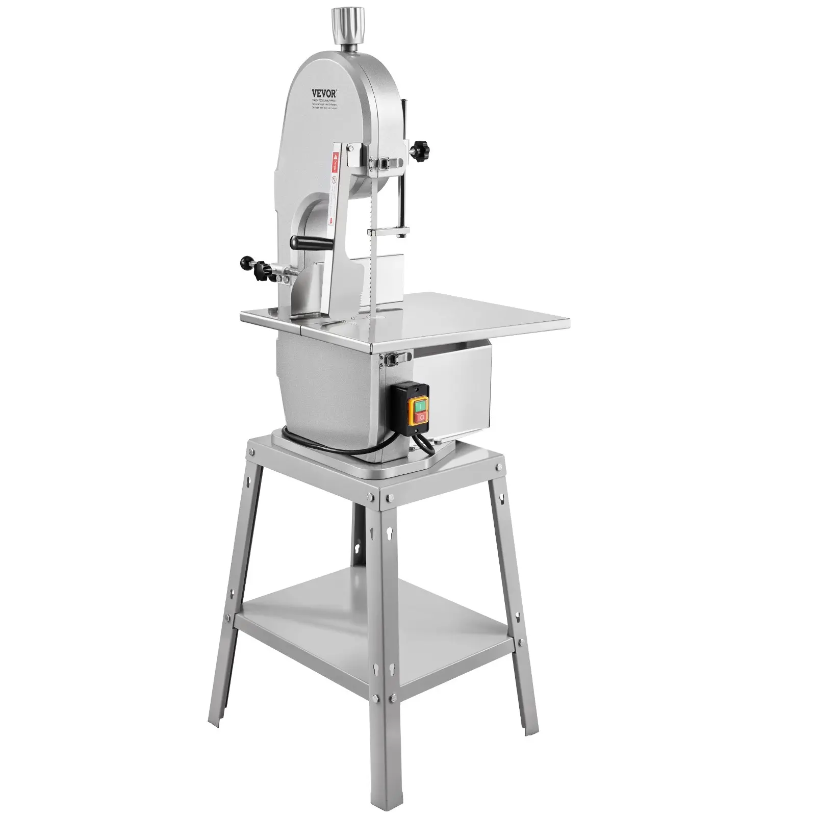 VEVOR Electric Meat Saw, 1800W Stainless Vertical Cutter, 19.1" x 15" Workbench, 7.09" Cutting Thickness, Includes 5 Blades for Slicing Frozen Meat, Pork, Beef, and Ribs