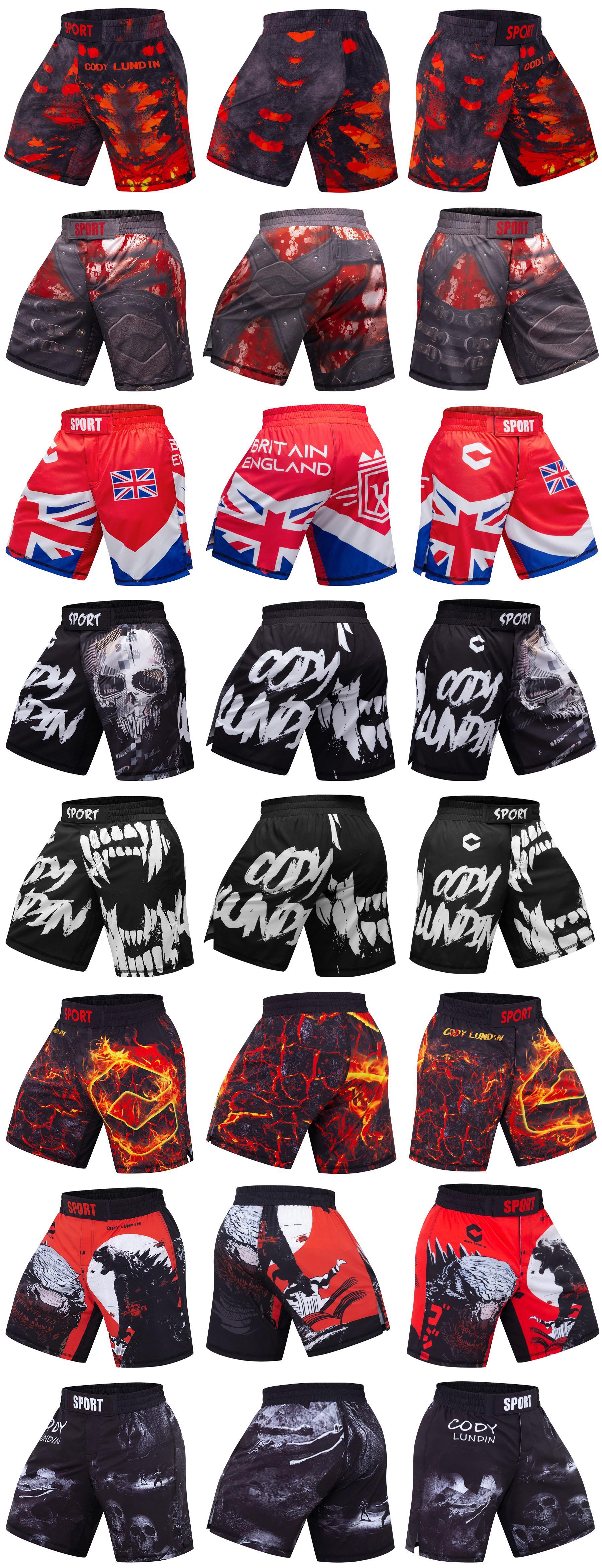 Cody Lundin Crossfit Men Fitness Running Shorts MMA Short With Printed Lightweight Grappling Combat Shorts For Boxing Weightlift
