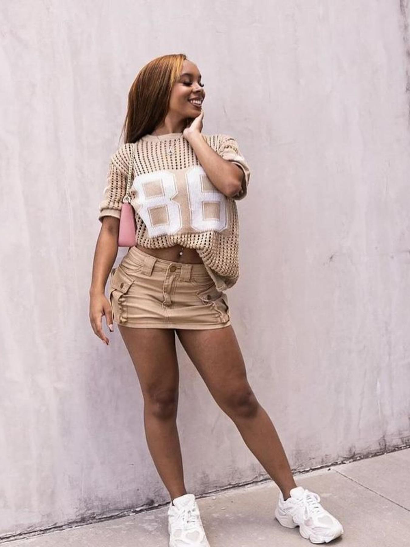 Plus Size Women's Digital Print Hollow Out Sweater, Casual Fashion Sporty Round Neck Knit Top, Summer Wear, Daily Clothing