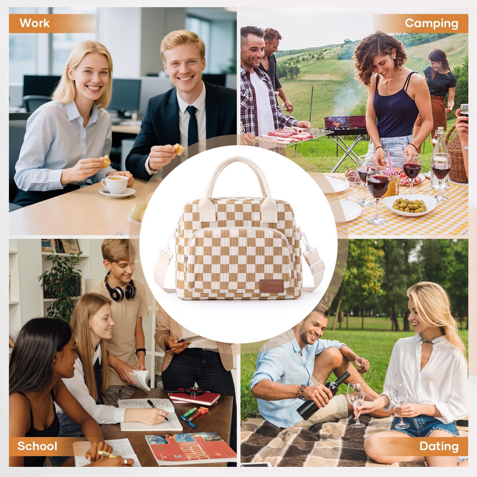 11L Water Resistant Insulated Lunch Tote Bag Portable Cooler for Women Men Work Picnic and Camping Essentials