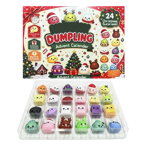 2026 Christmas Squishies Advent Calendar, 24 Days Countdown with Mini Soft Squishy Stress Balls, Cute Fidget Squeeze Toy, Holiday Surprise Gift Box for All Ages