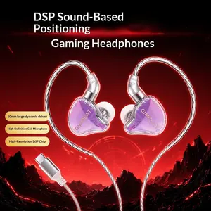 Wired In Ear Monitor Headphones, Purple IEM Earbuds with Comfortable Over Ear Fit, HiFi Stereo Sound, Noise Isolating Earphones for Gaming, Music, Sports, Office, Travel and Sleep