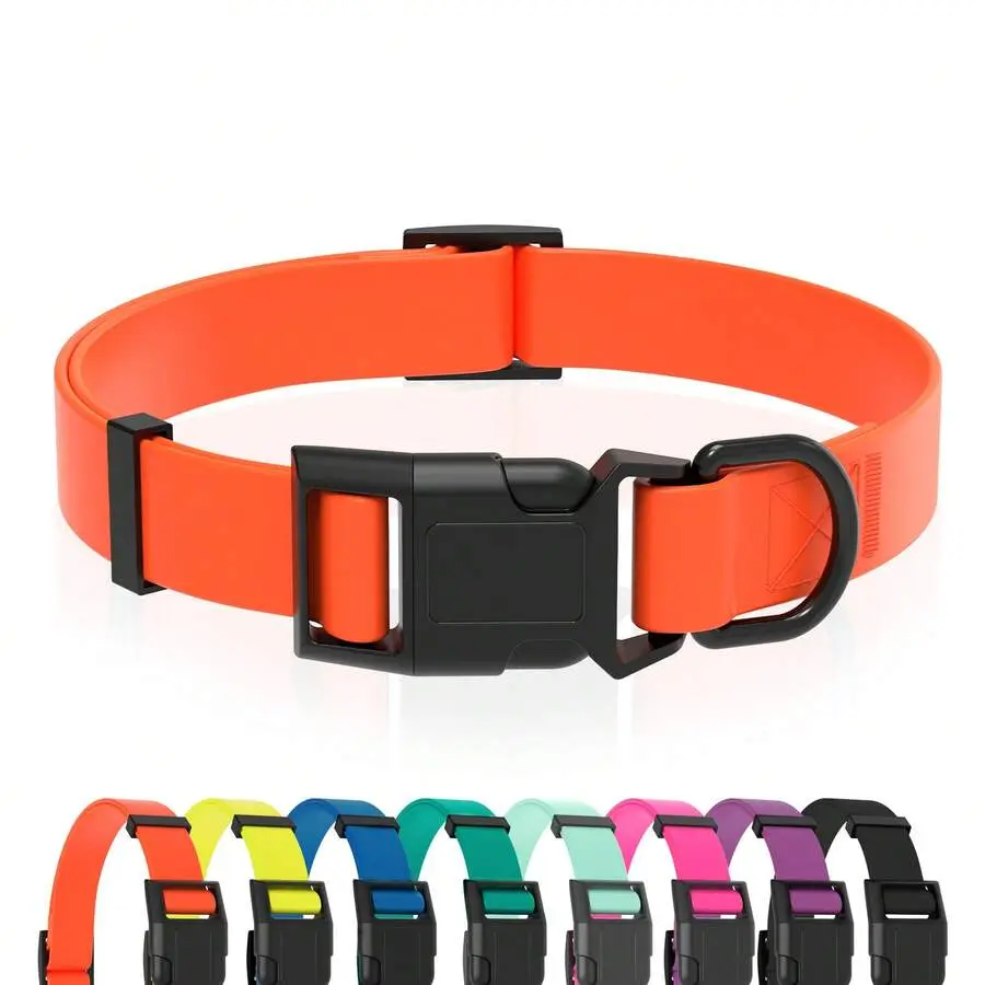 Waterproof PVC Dog Collar, Quick Release Buckle Easy To Clean Rubber Collar Suitable For Small/Medium/Large Dogs