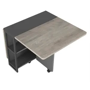 Space-Saving Folding Dining Table Set – Expandable Drop Leaf Design with 2-Tier Storage Shelves & 6 Wheels – Modern Rectangular Kitchen & Dining Room Furniture for Small Spaces