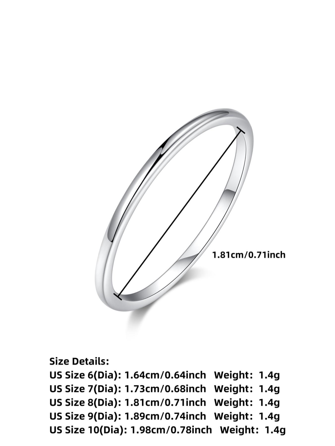 S925 Sterling Silver Simple Plain Color, Fashion Accessories for Women & Girls, Trendy All-match & Exquisite Jewelry for Birthday Gift, Elegant Everyday Ring