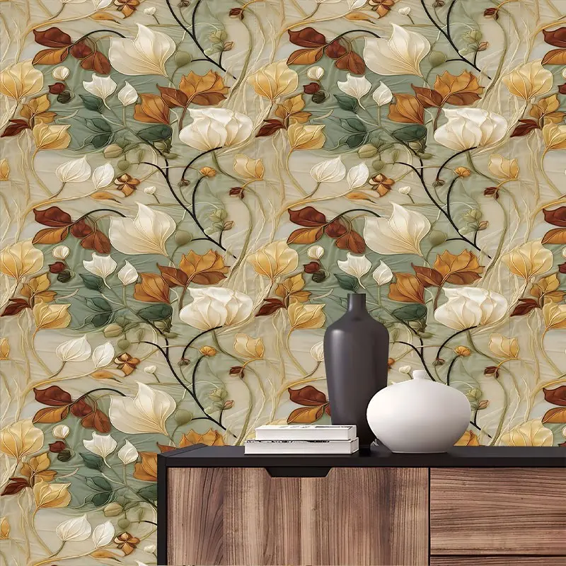 Magnolia Luxury Peel And Stick Decorative Wallpaper Floral Print Stain Resistant Easy To Clean Self Adhesive Removable No Residue Reusable Durable Home Decoration Suitable For Bedroom Living Room Cabinet All Indoor Decor Surfaces Sticky Adhesive Wallpaper