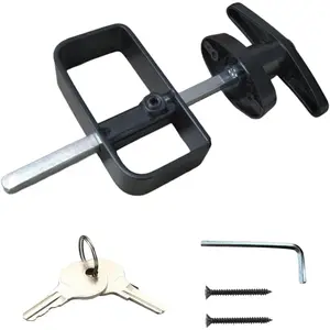 Shed Door Latch T Handle Lock Kit, 5½" Lock Replacement Set for Storage Barn Playhouse & Chicken Coop, Black 1 Pack