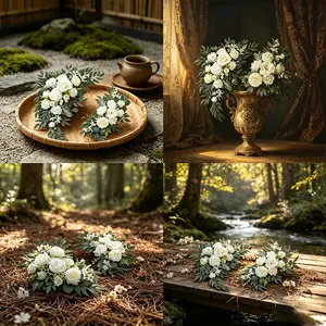 Artificial Arch Flower Arrangement, Forest Fresh Style, Large and Small Combo, Wedding Welcome Area, Stage Background Decor