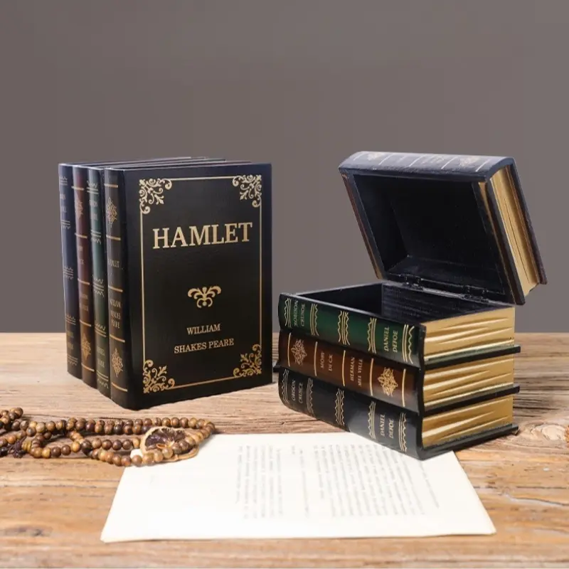 Vintage Book Shaped Storage Box, Multipurpose Small Trinket Sorting Container, Decorative Display Decor for Home Bookshelf & Office Desk Decor