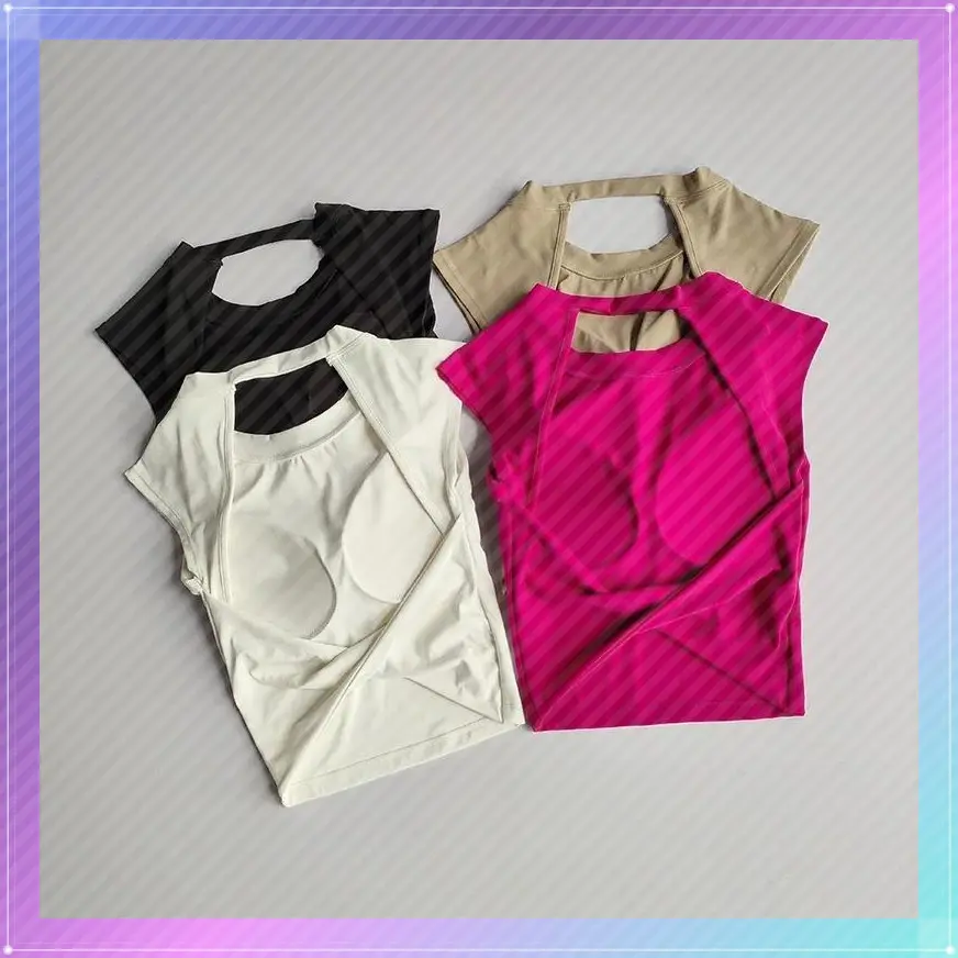 SexyShortBacklessFixedChestPadSportsT-shirtVestWomen'sTightFittingQuickDryingSlimmingYogaSuitTopClothingGymOutfitStretchableActivewearGymswearcompressionshirtsWorkoutApparel