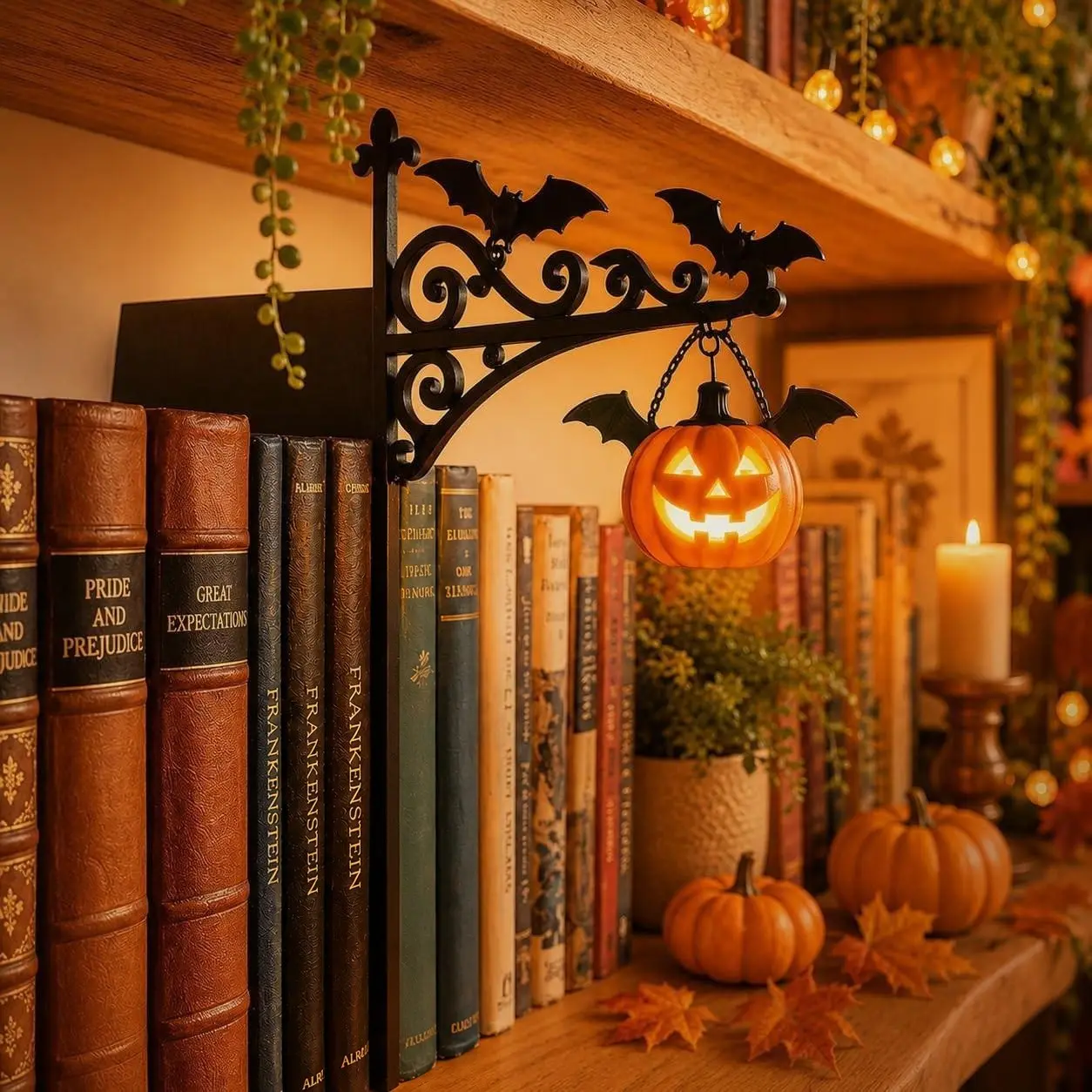Halloween Ghost Book Nook Lamp, Vintage LED Bookshelf Decorative Lighting for Spooky Home Decor, Enchanting Mini Reading Room Decoration, Cozy Night Light Gift for Book Lovers, Bookworms, Literary Fans, Halloween Party & Bedroom Decor