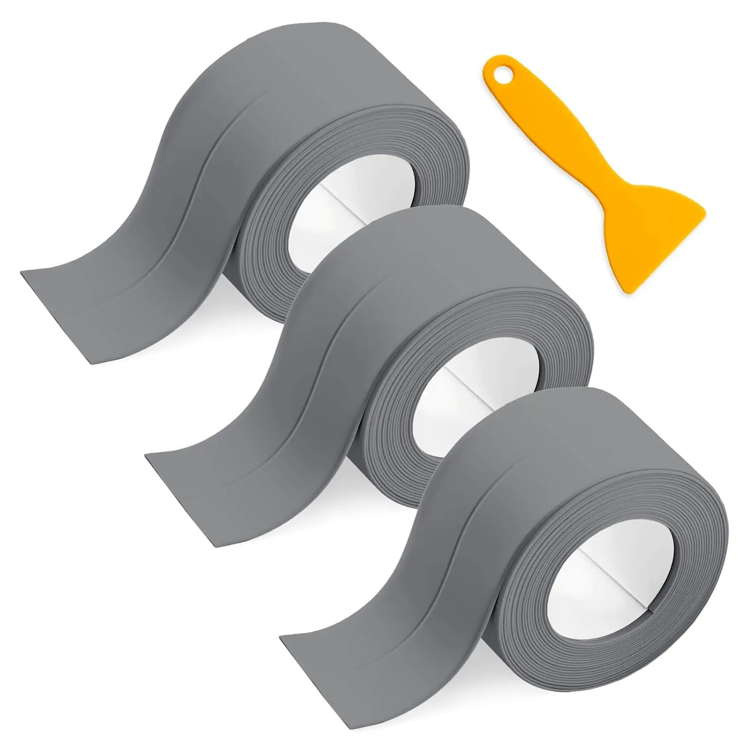 Seal Caulk Strip Tape Self Adhesive for Sink Toilet Bathroom Wall  Bathtub Oil-Proof Caulking Sealing Tape 1.5" x 10.5' (W*L) 3 count Gray