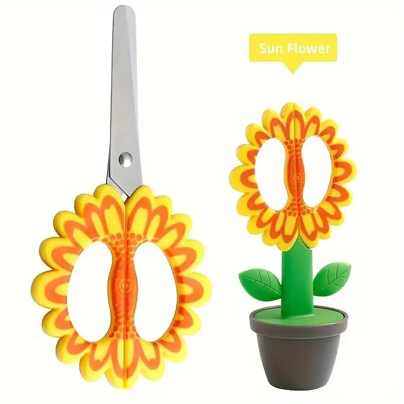 Creative Standing Flower Office Scissors, Cute Stationery Scissors, DIY Paper Cutting Scissors, School Supplies, Desk Decor, Safe Scissors
