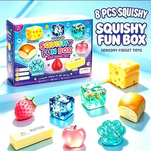 8 Pack Malt Sugar Squishy Toys, Slow Rising Fidget Stress Relief Toys, 8 Styles Sensory Bundle, Party Gift Favors