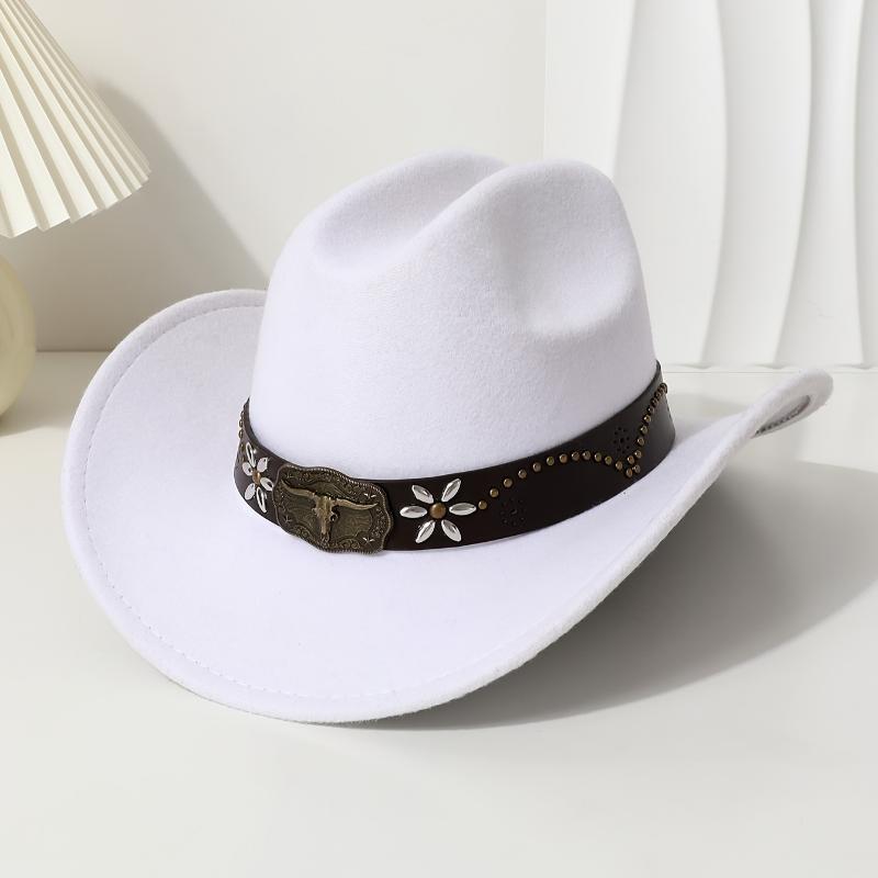 1pc Western Cowboy Hat with Embossed Bull Headband, 100  display picture 1