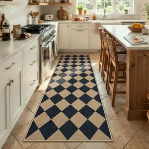 Checkered Easy Runner Rug, Hallway Kitchen Runner Rug Non Slip Washable Outdoor Carpet for Entryway Indoor, Checkerboard Indoor Outdoor Carpet for Hallway Entry