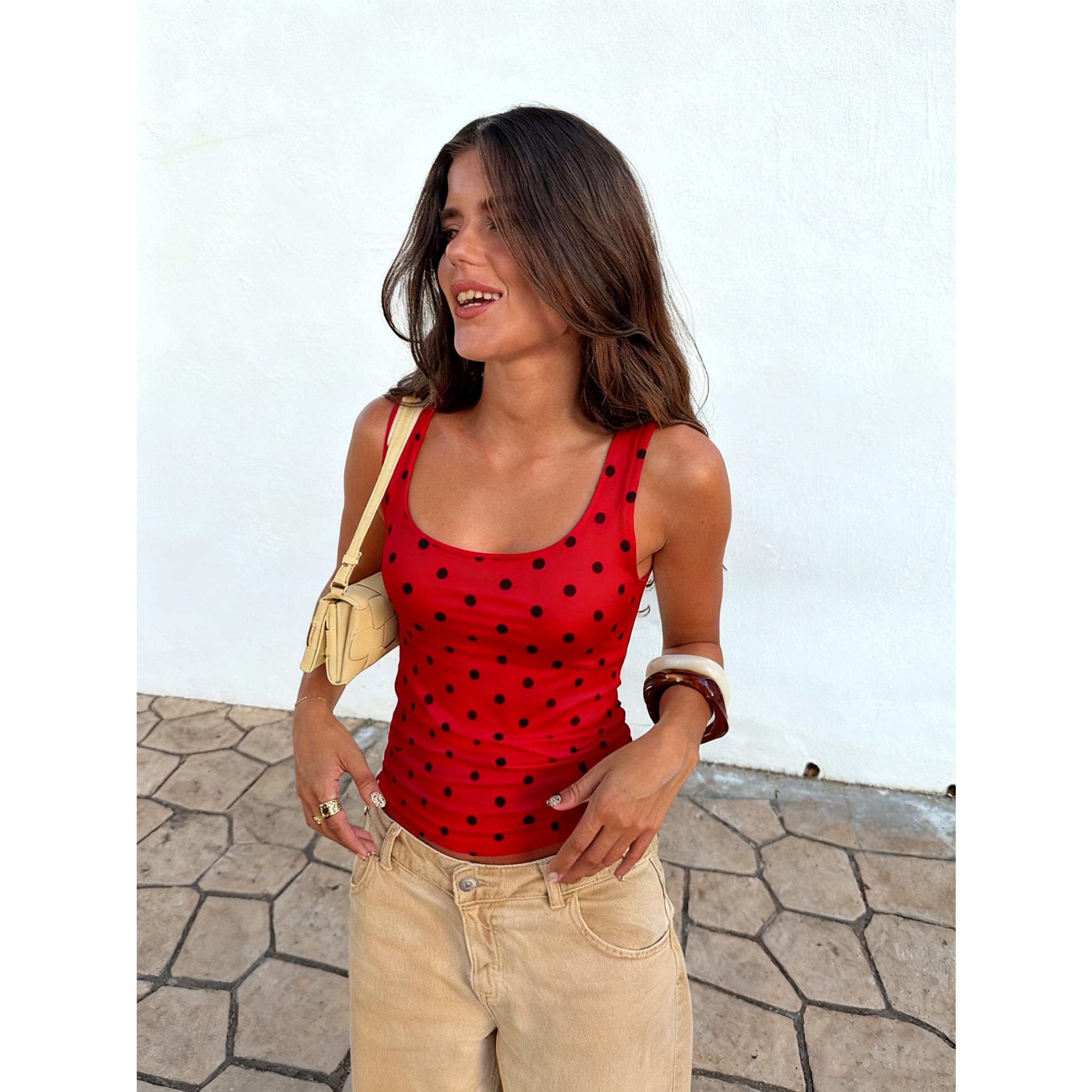 Double Lined Polka Dot Crop Tank Top Tank Tops for Women Cute Crop Tops Summer Shirt Spring Y2K Tops Cute Tops For Women Summer Tops Junior Going Out Concert Vacation Night Out Tops