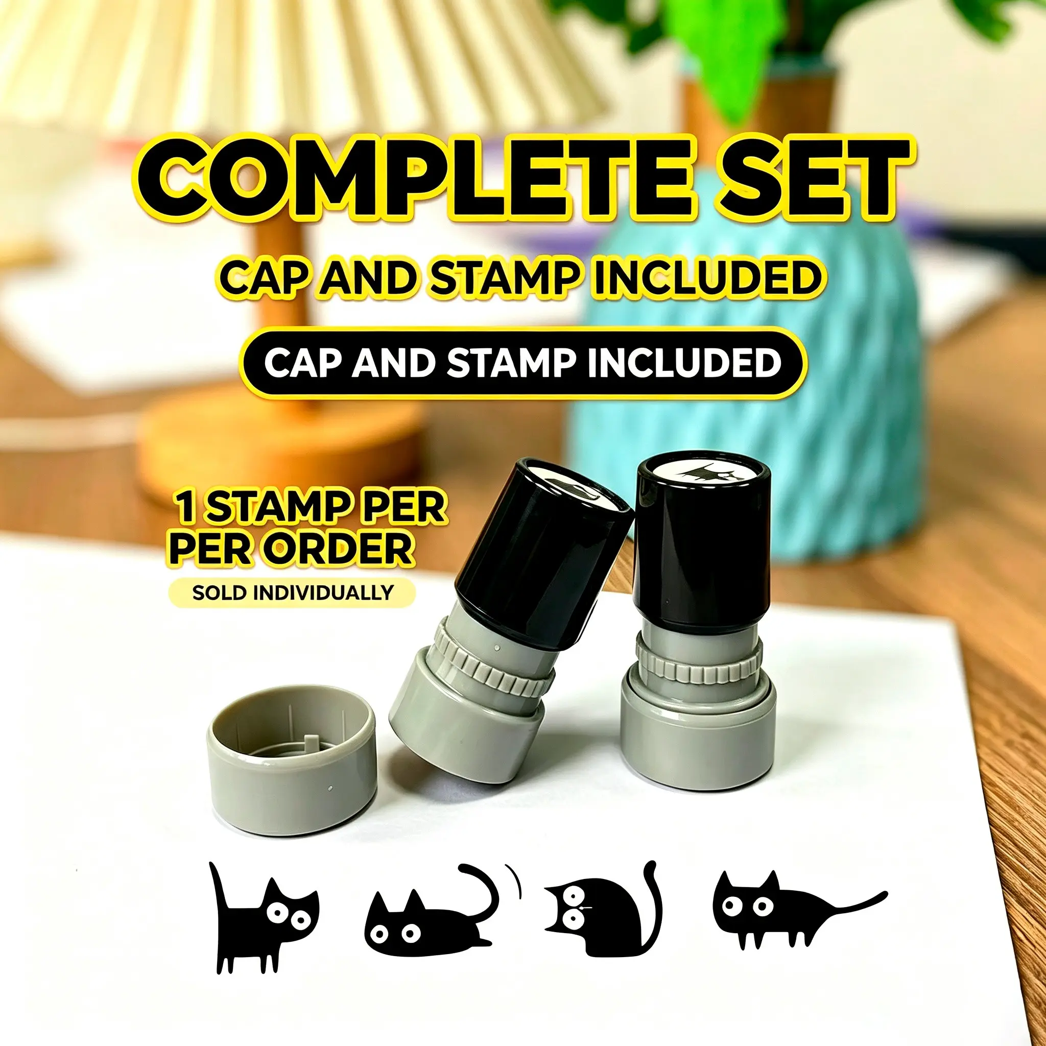 Cute Cat Automatic Ink Stamp, Style Cartoon Cat Journal Stamp, Student Office Index Divider Decorative Stamp, Gothic Cute Notebook Label, DIY Stamping Stationery