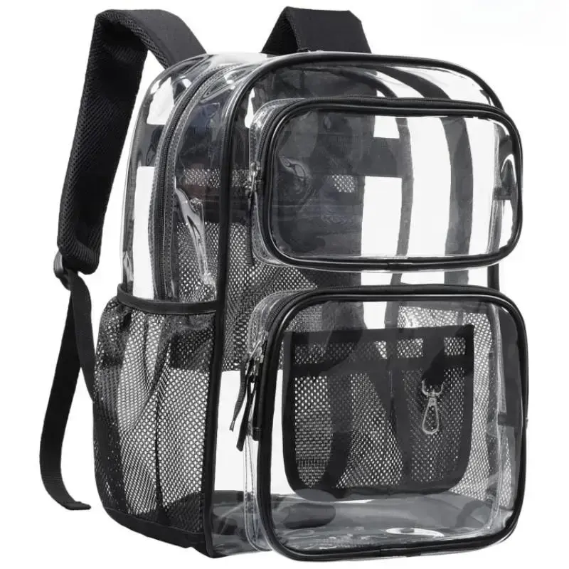 17 Inch Clear Heavy Duty Backpack Spacious Main Bag Fits 16 Inch Laptop Multi Layer Front Pocket Design Durable Transparent School Bag Practical Daily Backpack For Student Class Study Commute And Casual Outdoor Travel Carrying