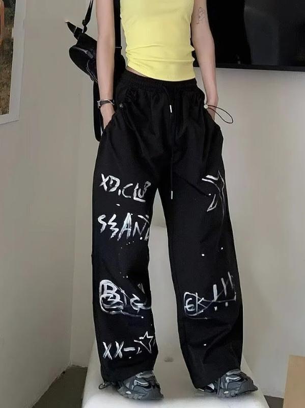 Kyn Apparel Y2k Doodle Hardwear Wide Leg Casual Parachute Pants Men Streetwear Hip Hop Baggy Long Trousers Designer 2026 New