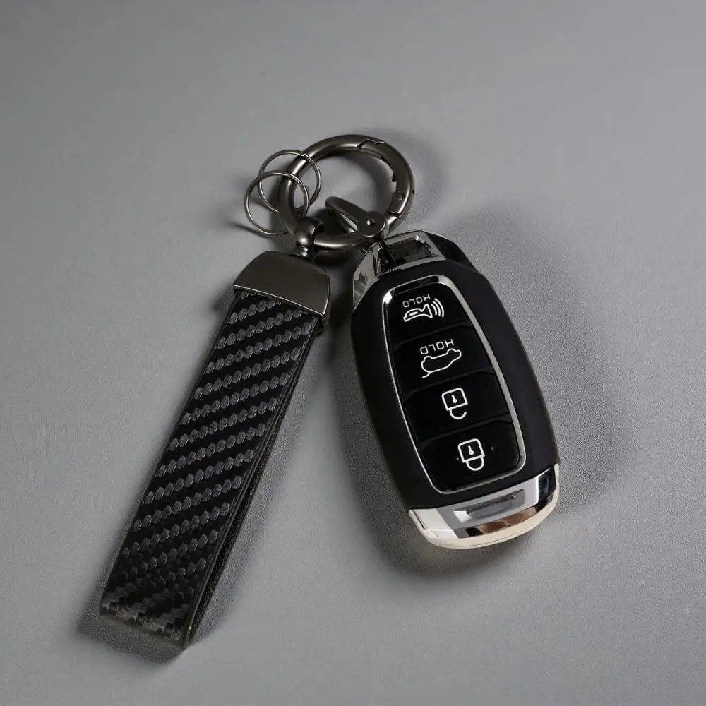PU Leather Strap Car Keychain with Double Rings - Modern, Durable Daily Carry Accessory, Ideal Gift for Friends