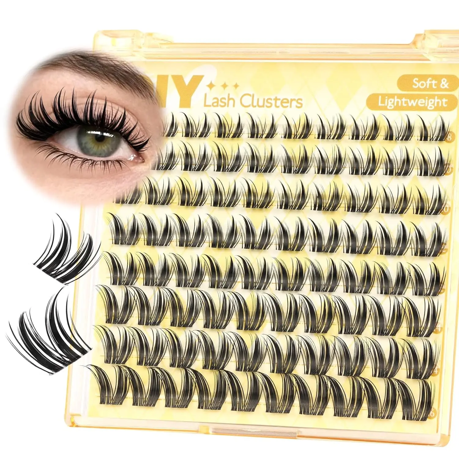100 Pcs Invisible Eyelash Clusters Set, Fairy Wispy Natural Lashes Extension Kit, DIY Lash Extensions, 10-16mm, Single Lash Sets