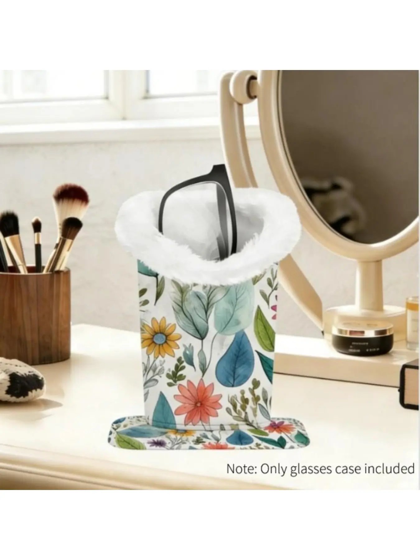 1 plush-lined glasses holder with scratch-resistant protective case, Glasses Storage, soft scratch-resistant lining, and non-slip base, suitable for desktops, offices, bedrooms - a gift for women's home decor, back-to-school season gift, Eyeglasses Holder