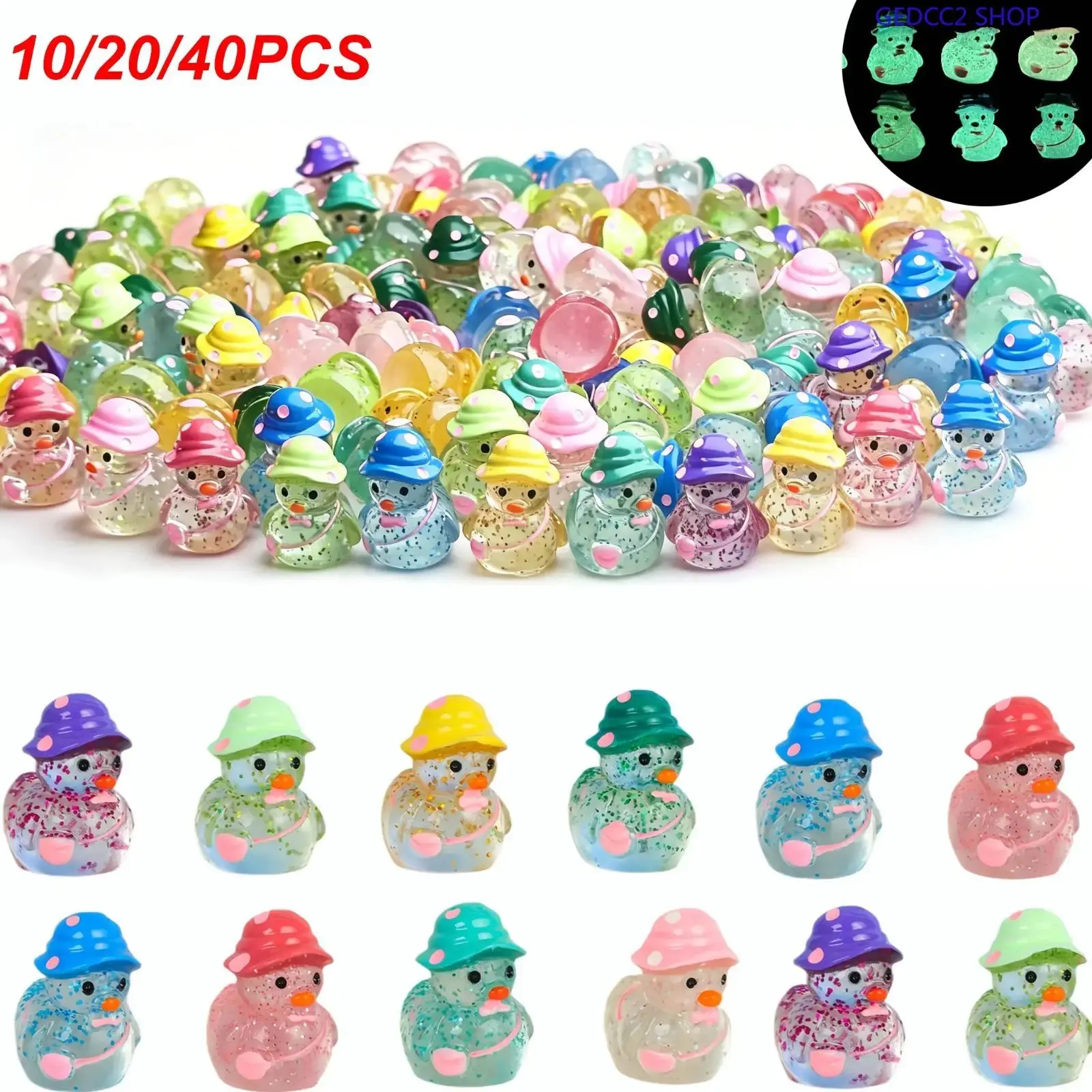 Mini Glitter Duck Figurines, Cute Resin Animal Decorations, Colorful Duck Charms for Party Favors, Gift Bags and DIY Crafts