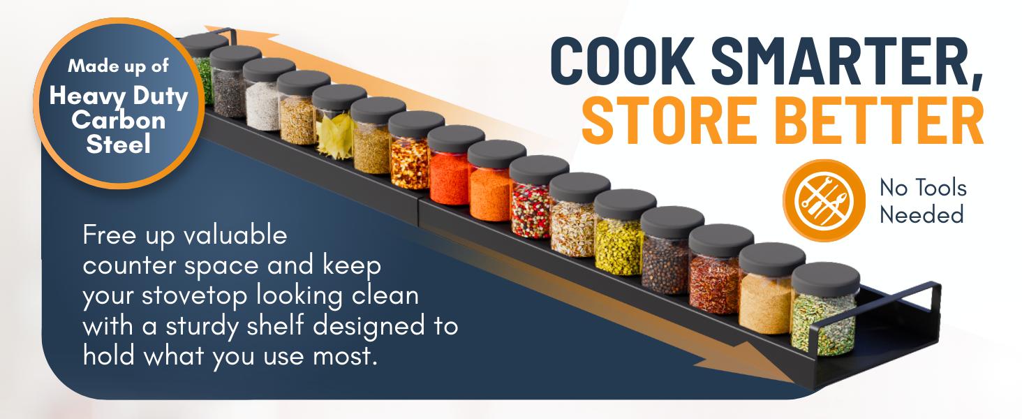 Extendable Steel Over the Stove Shelf for Back of Stove (16 to 30 Inches) Magnetic Stove Top Shelf for Kitchen Stove, Over Stove Shelf for Back of Stove - Over the Stove Spice Rack Shelf: Home & Kitchen