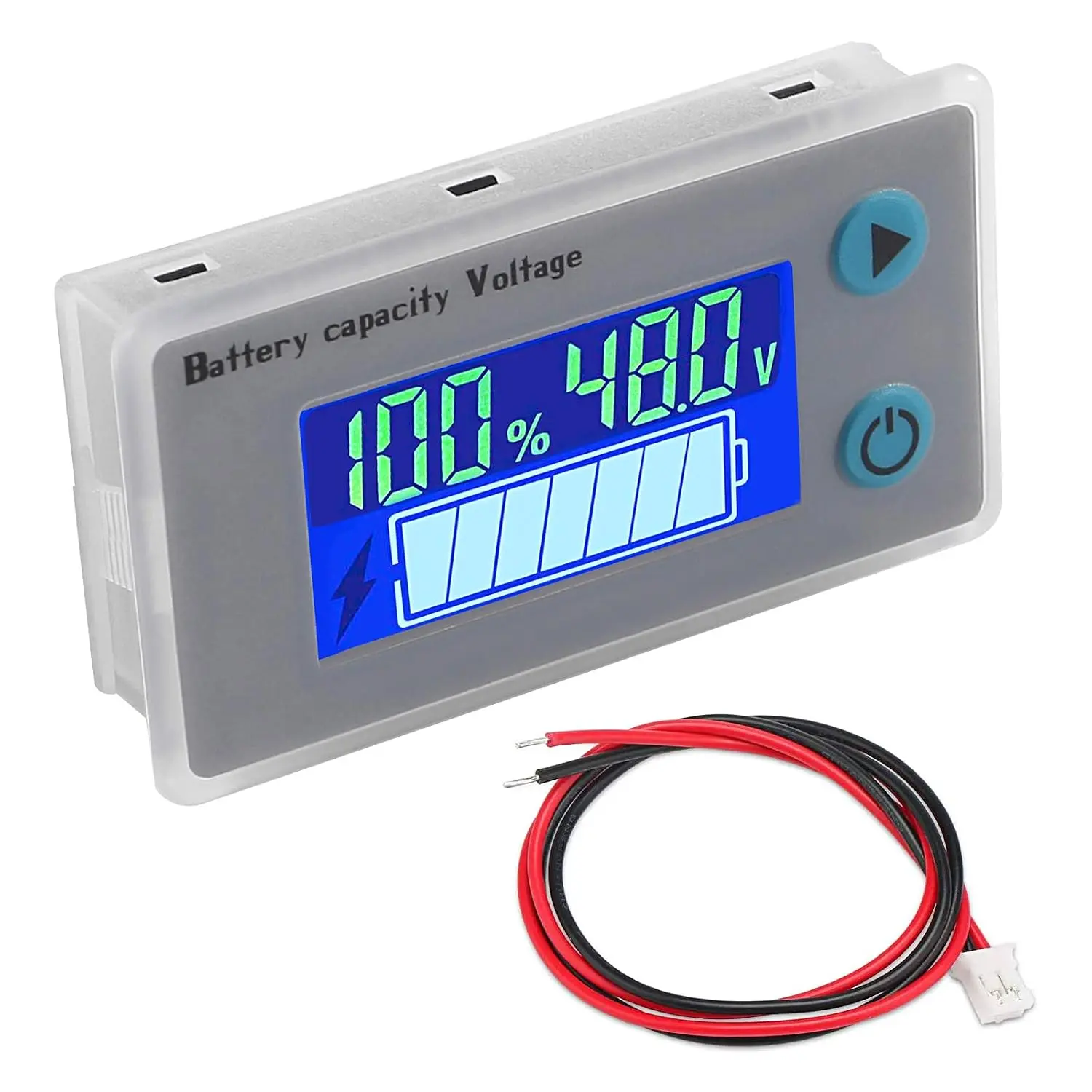 10-100V   LCD 12V 24V 36V 48V Digital  Capacity Voltmeter Tester Percentage Level  Temperature  Meter with